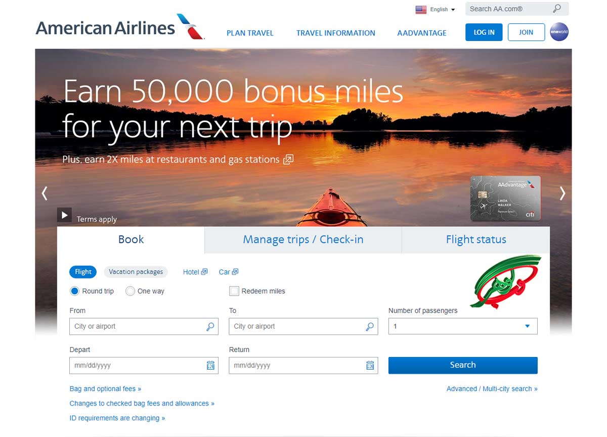 طراحی سایت آژانس هواپیمایی آمریکا