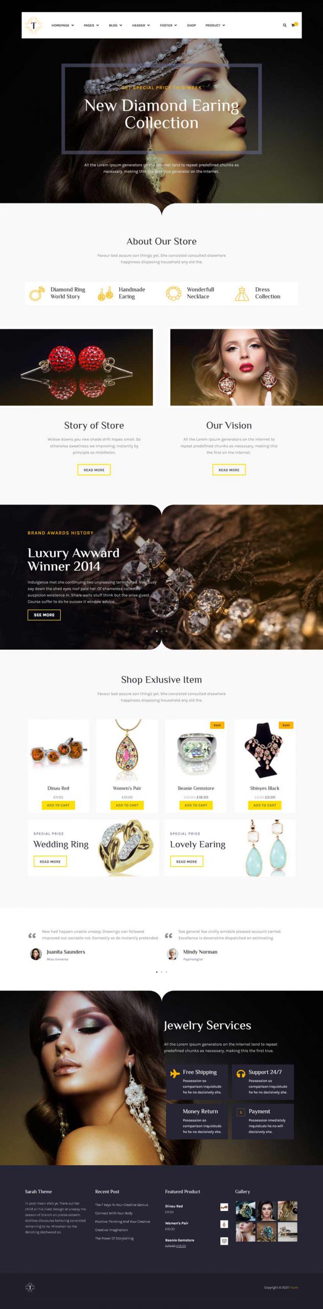 نمونه طراحی وب سایت فروش طلا- طراحی صفحه اصلی سایت طلا فروشی