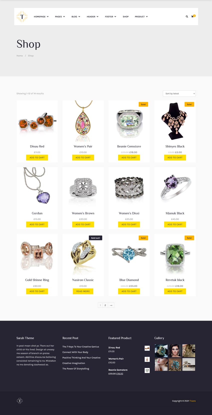 طراحی سایت طلافروشی برای صفحه فروشگاه