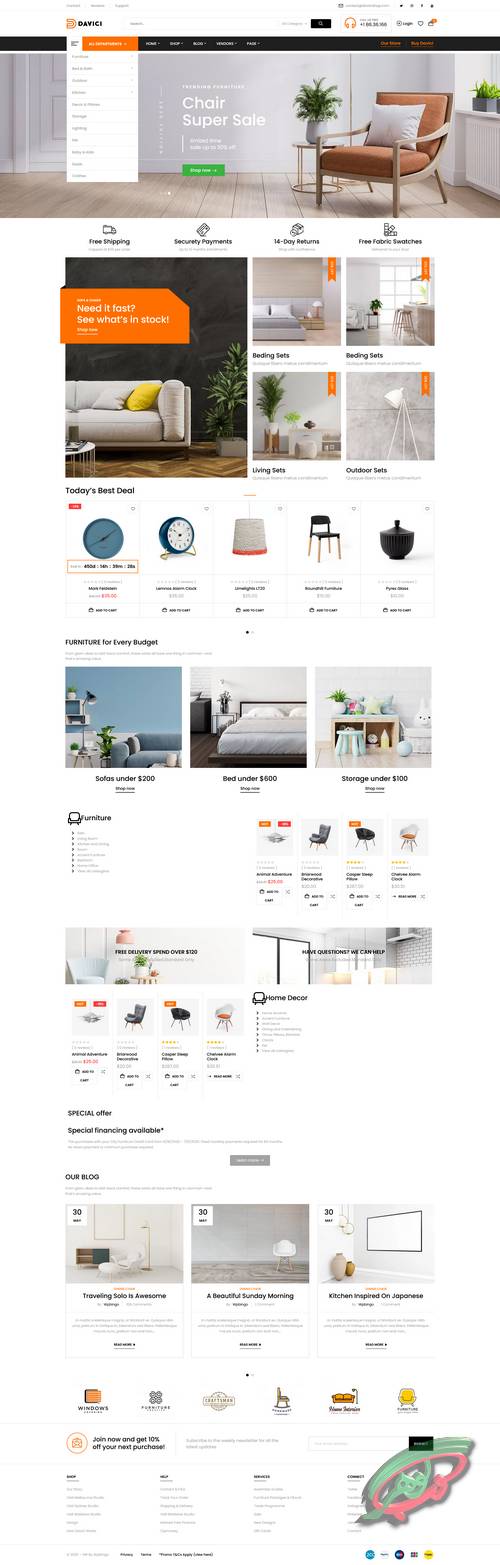 نمونه طراحی سایت مبلمان در وب گوهر